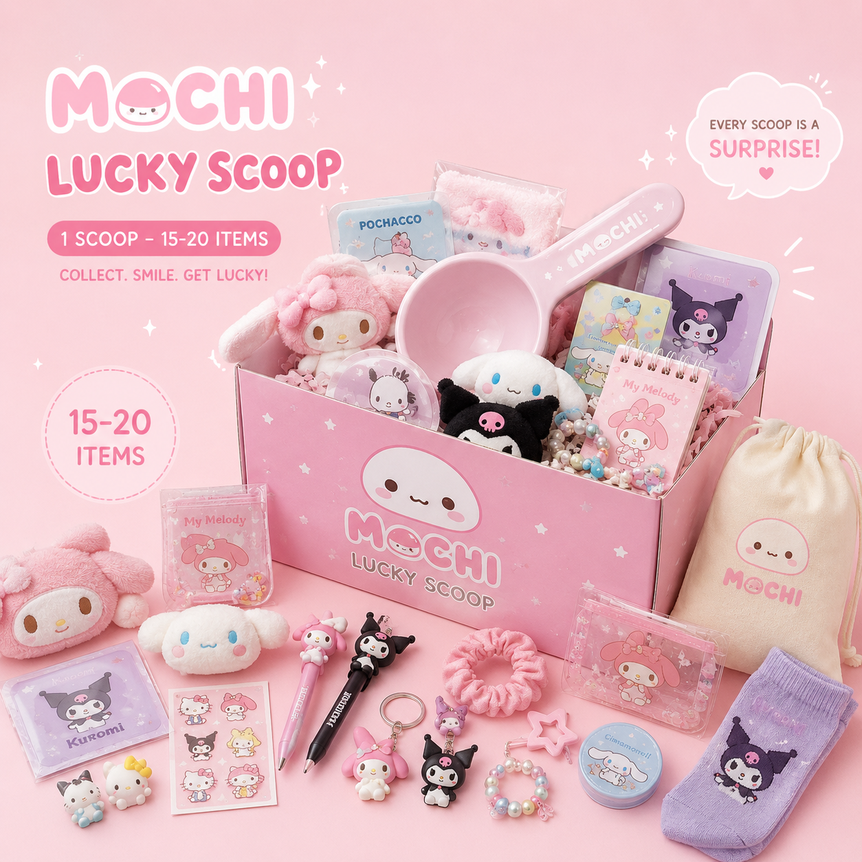 Mochi Lucky Scoop (15–20 Items) 🎀
